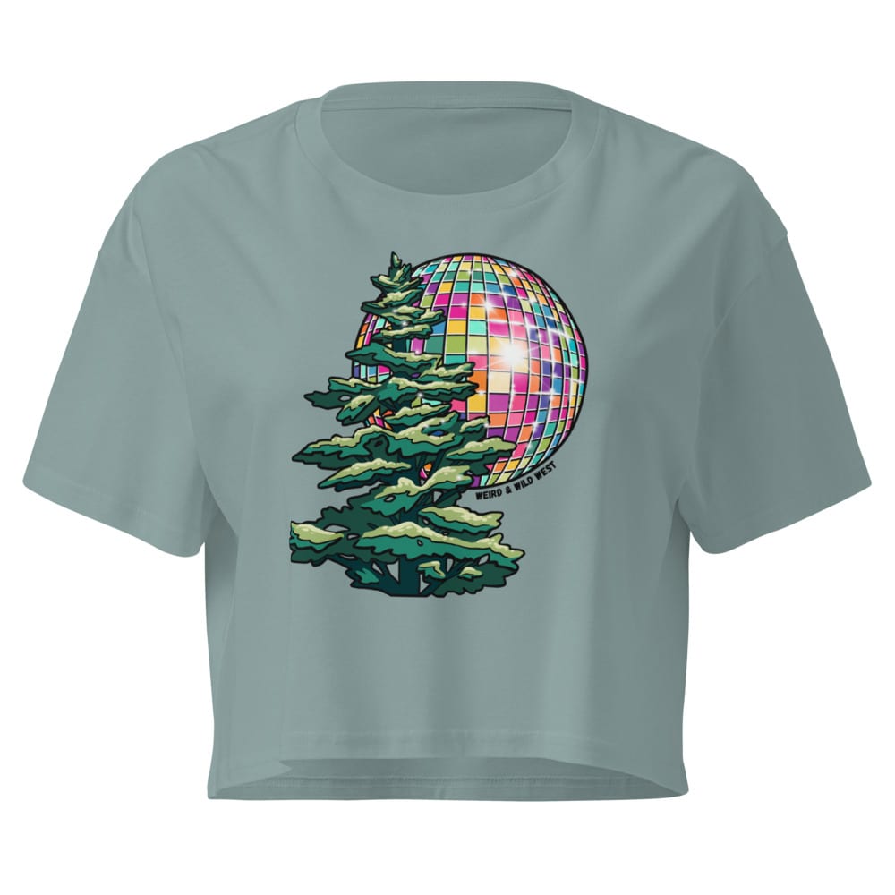 Pine Party Crop Top — Mineral, flat front view