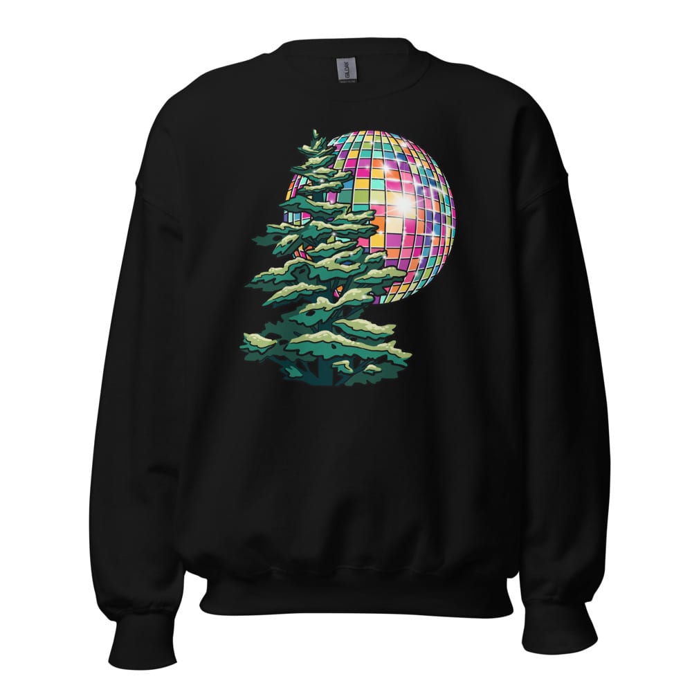 Pine Party Sweatshirt — Black, flat front view