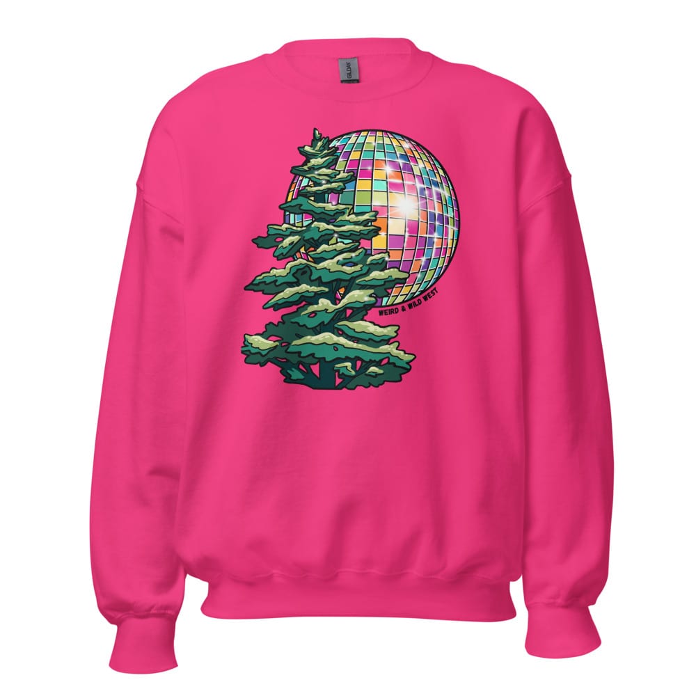 Pine Party Sweatshirt — Heliconia, flat front view
