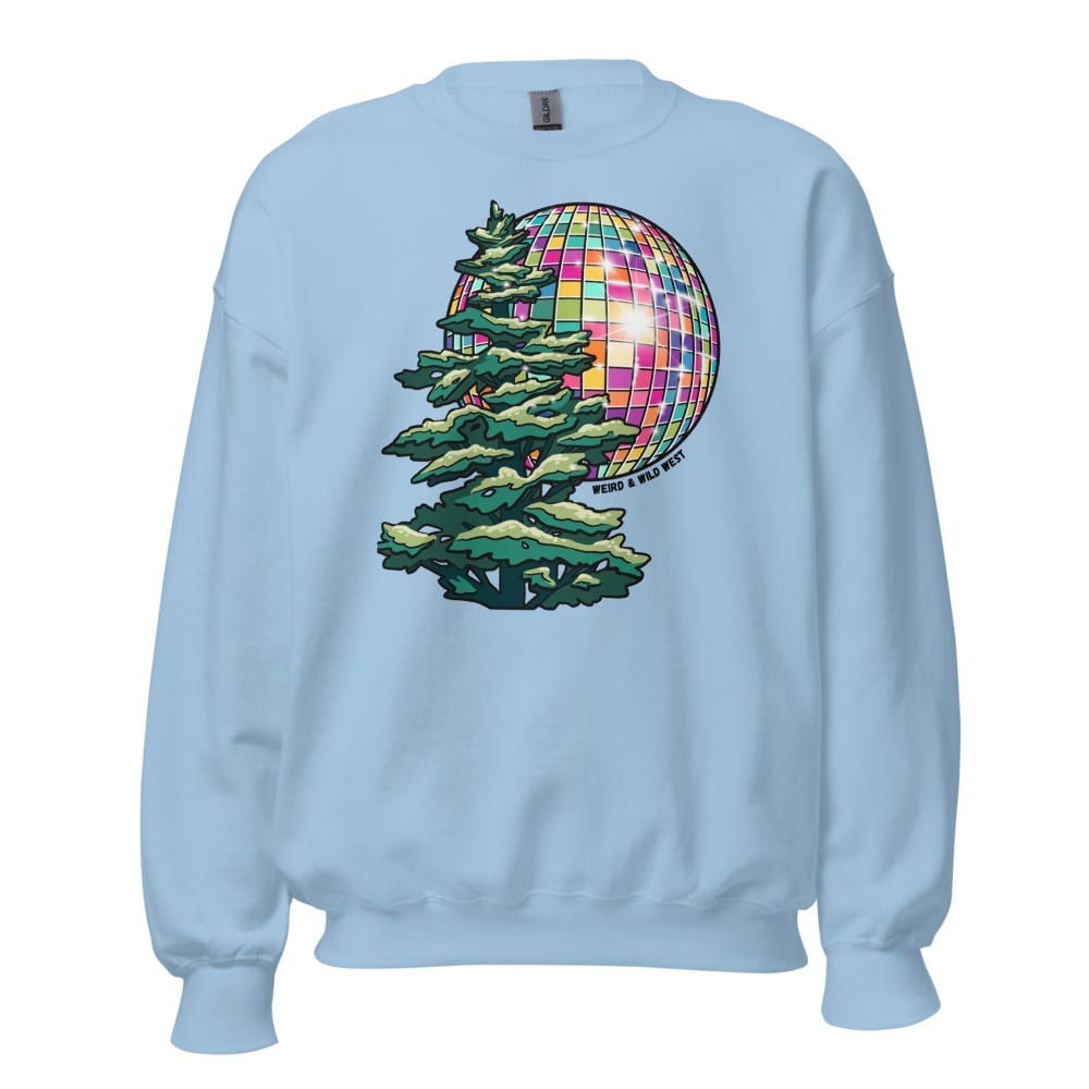 Pine Party Sweatshirt — Light Blue, flat front view