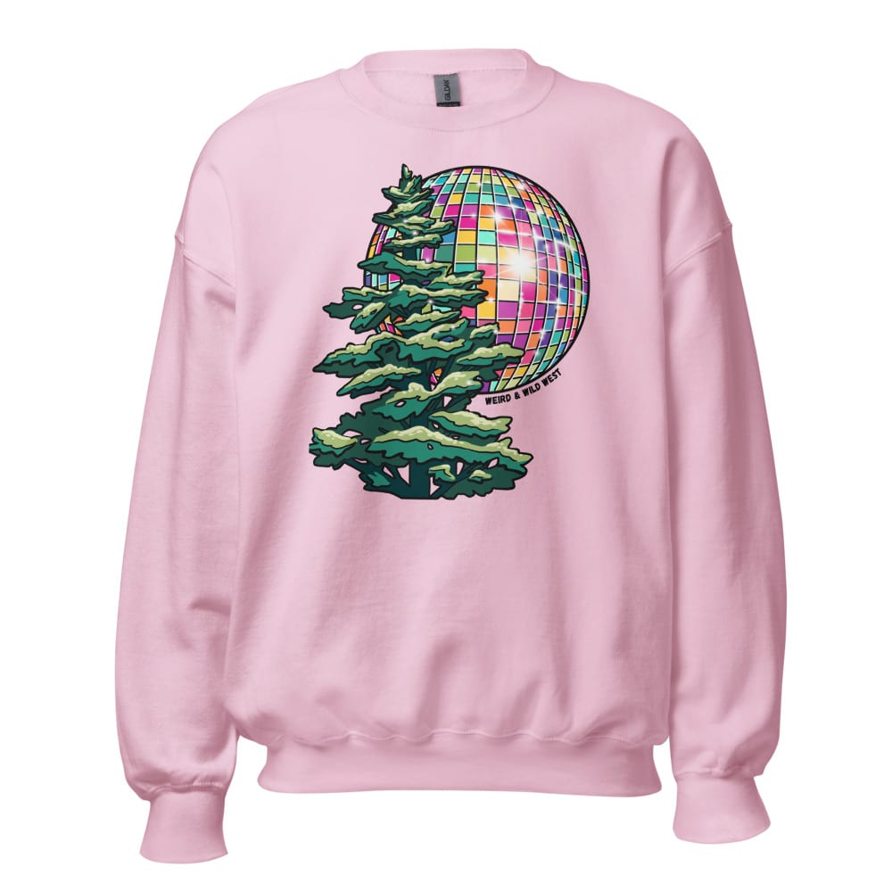 Pine Party Sweatshirt — Light Pink, flat front view