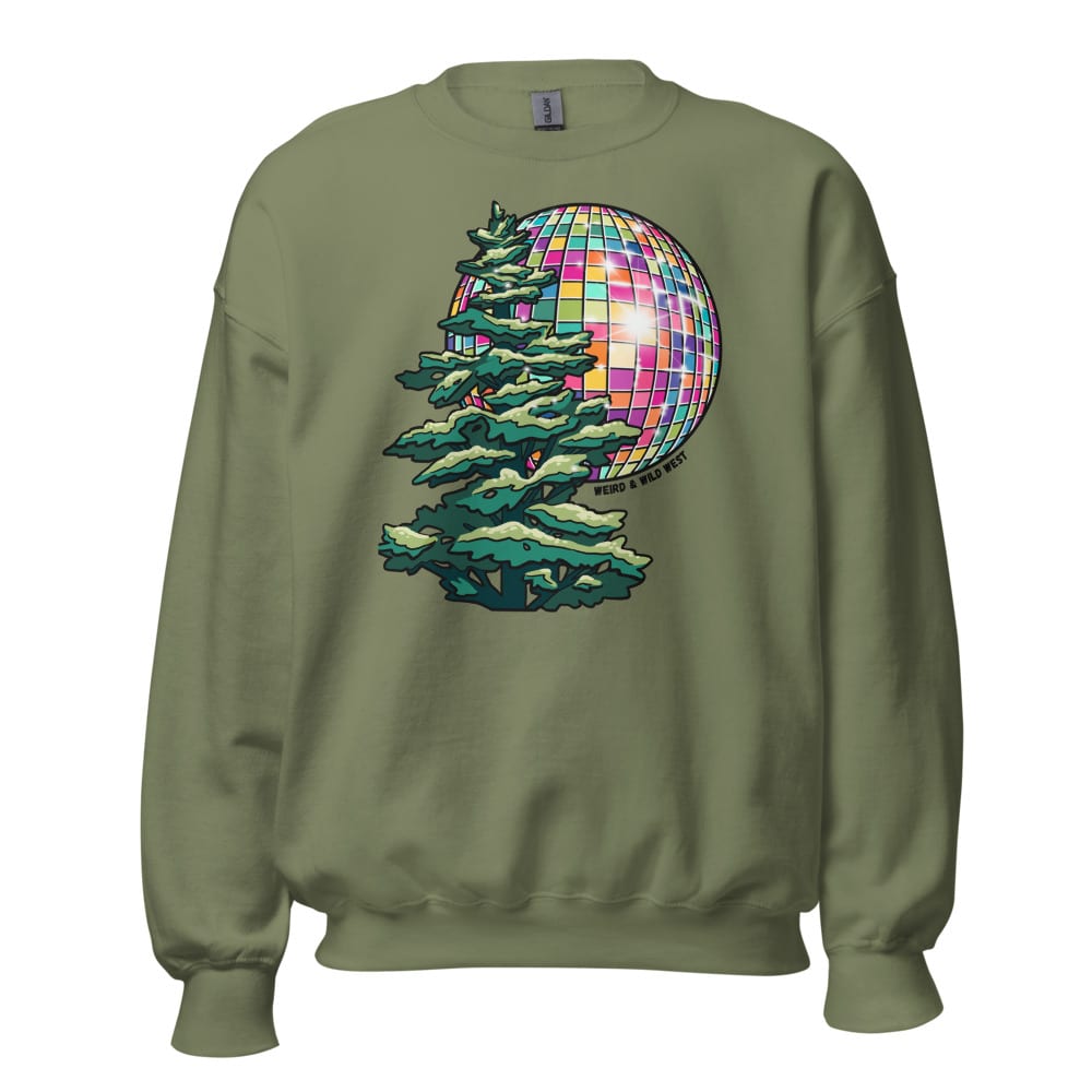 Pine Party Sweatshirt — Military Green, flat front view