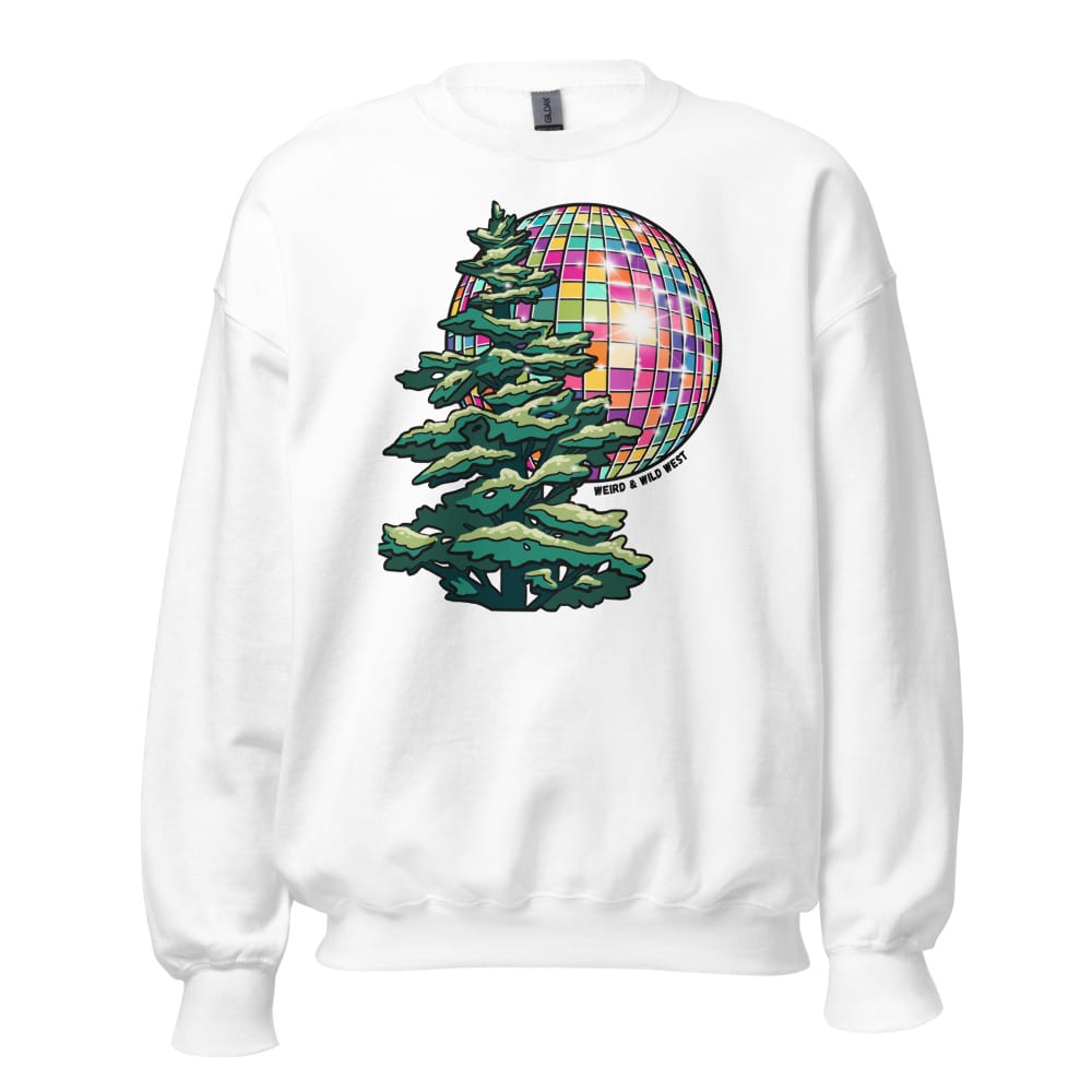Pine Party Sweatshirt — White, flat front view