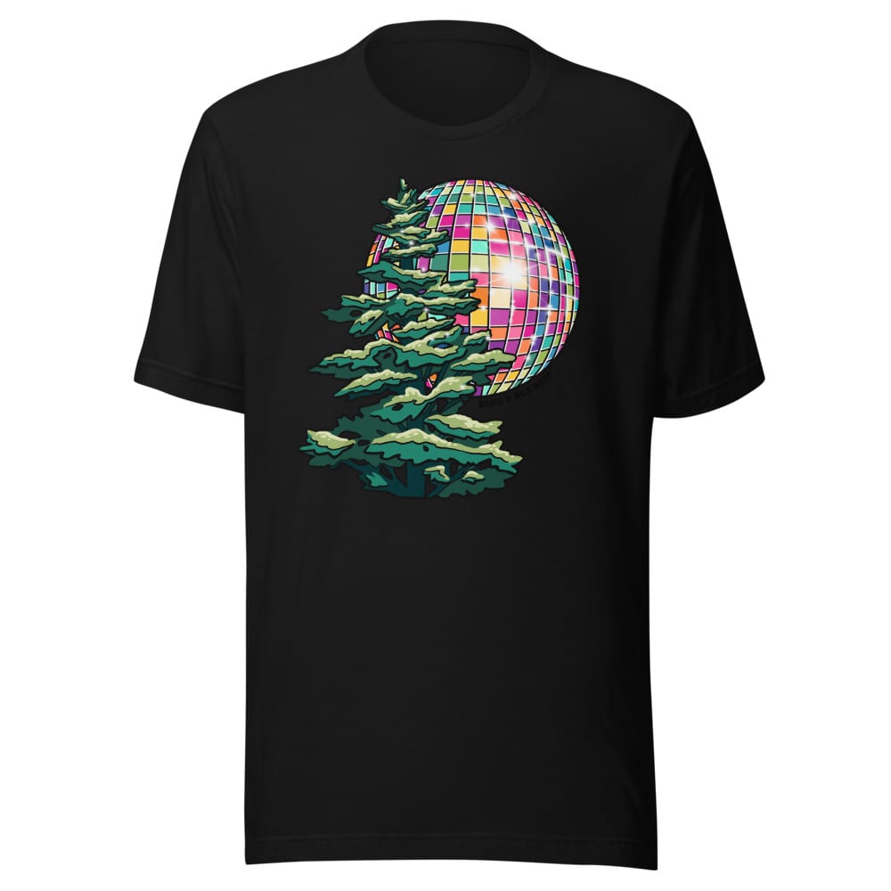Pine Party T shirt — Black, flat front view