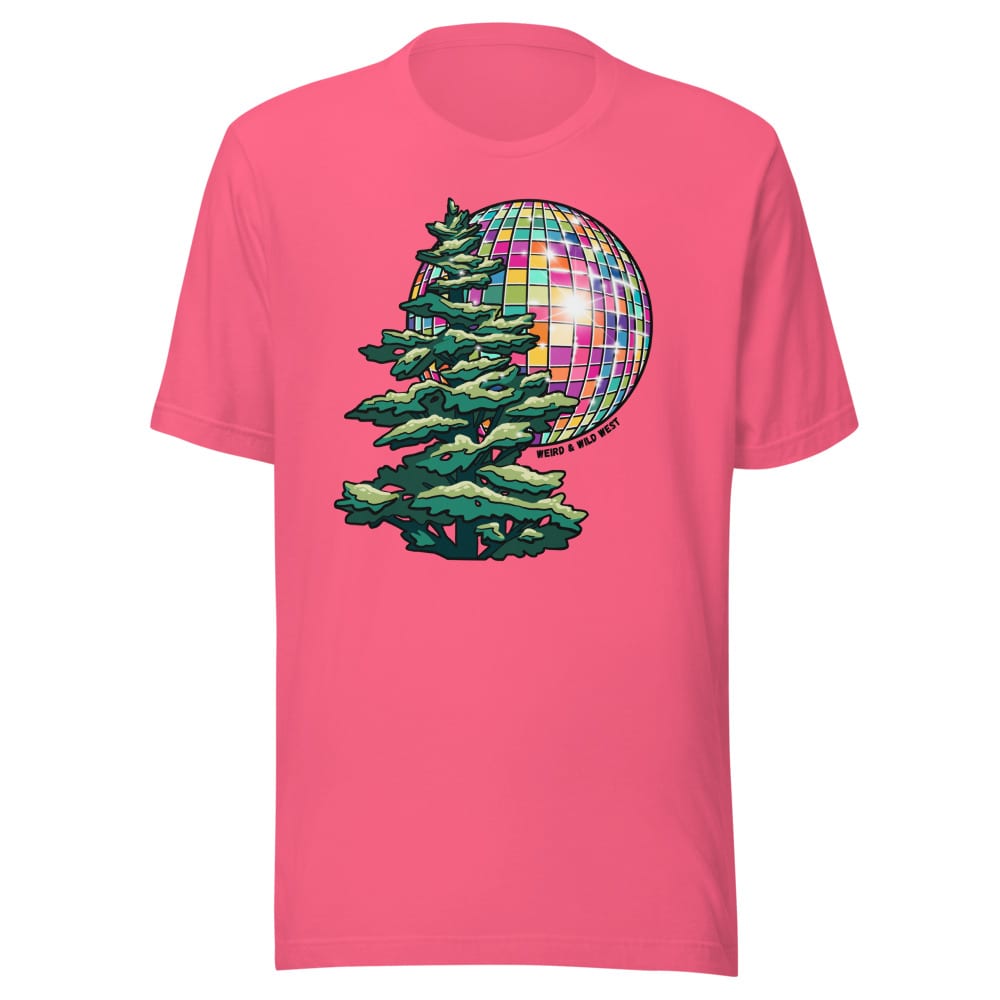 Pine Party T shirt — Charity Pink, flat front view