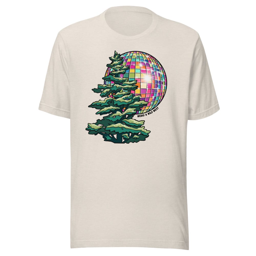 Pine Party T shirt — Heather Dust, flat front view