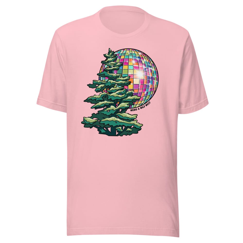 Pine Party T shirt — Pink, flat front view