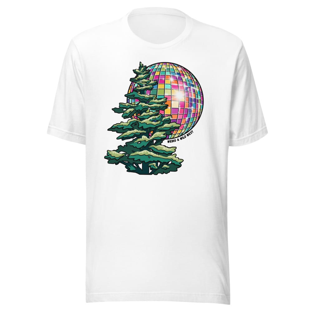 Pine Party T shirt — White, flat front view