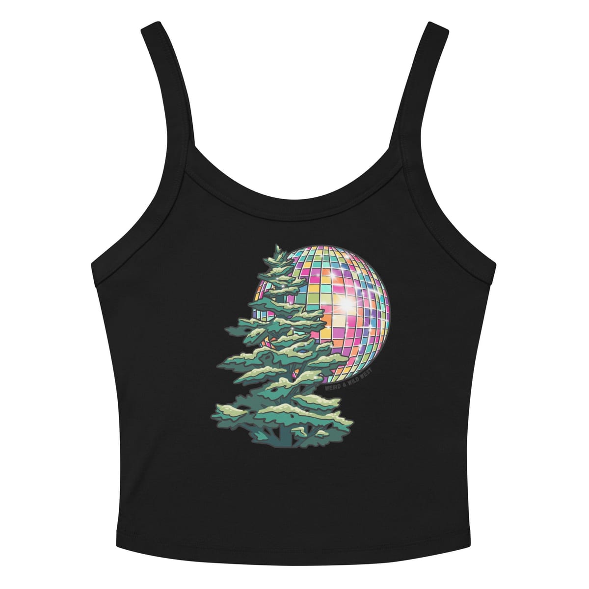 Pine Party Tank Top — Solid Black Blend, flat front view