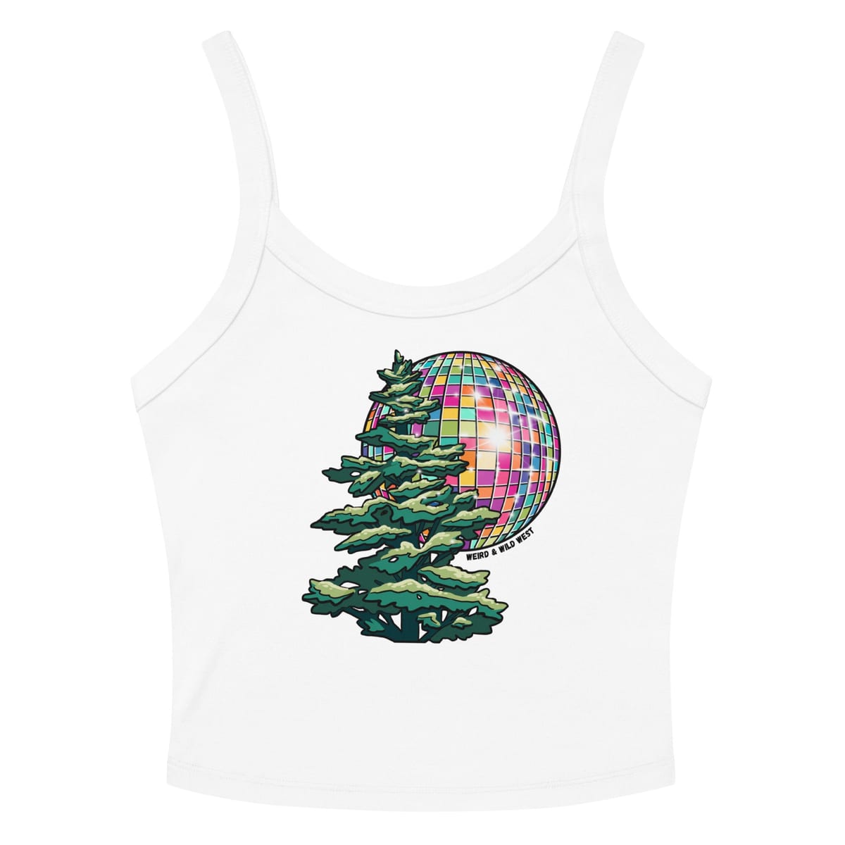 Pine Party Tank Top — Solid White Blend, flat front view