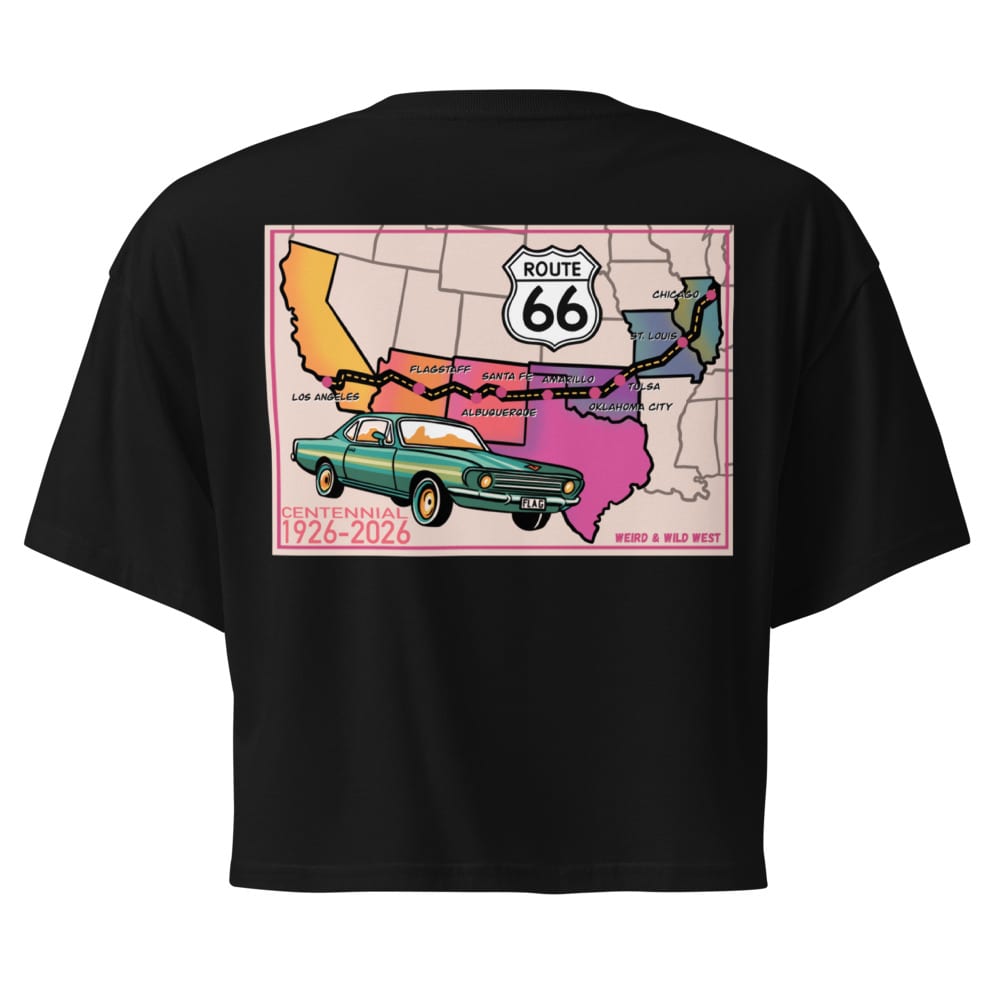 Roadtrip (Route 66 Centennial) - Crop Top — Black, back view