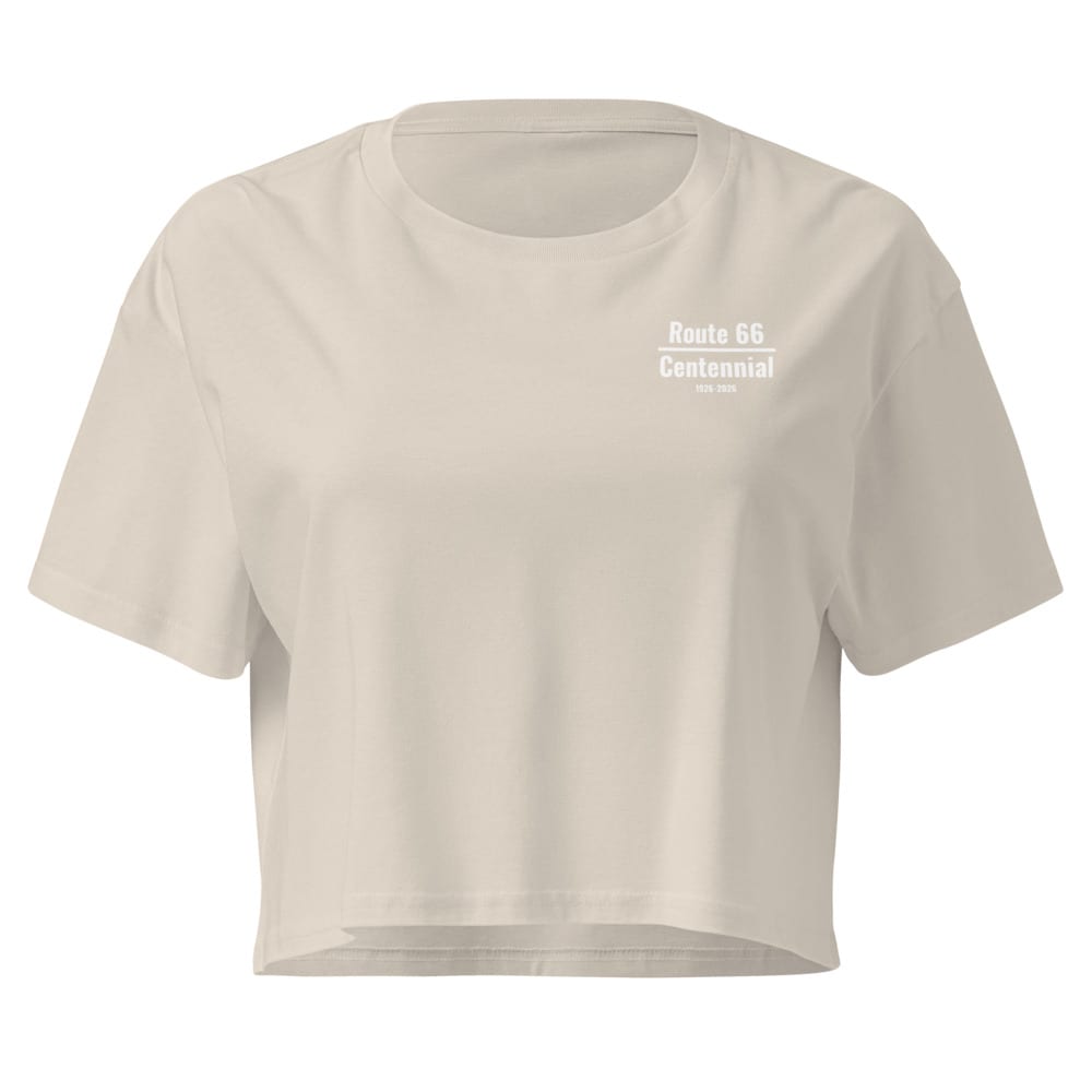 Roadtrip (Route 66 Centennial) - Crop Top — Bone, flat front view