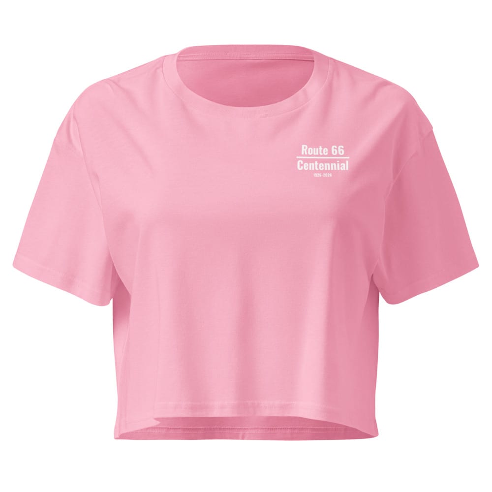 Roadtrip (Route 66 Centennial) - Crop Top — Bubblegum, flat front view