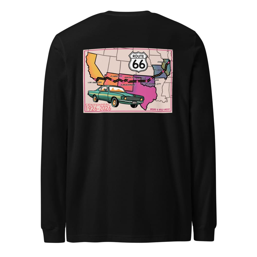 Roadtrip (Route 66 Centennial) - Long Sleeve Shirt — Black, back view