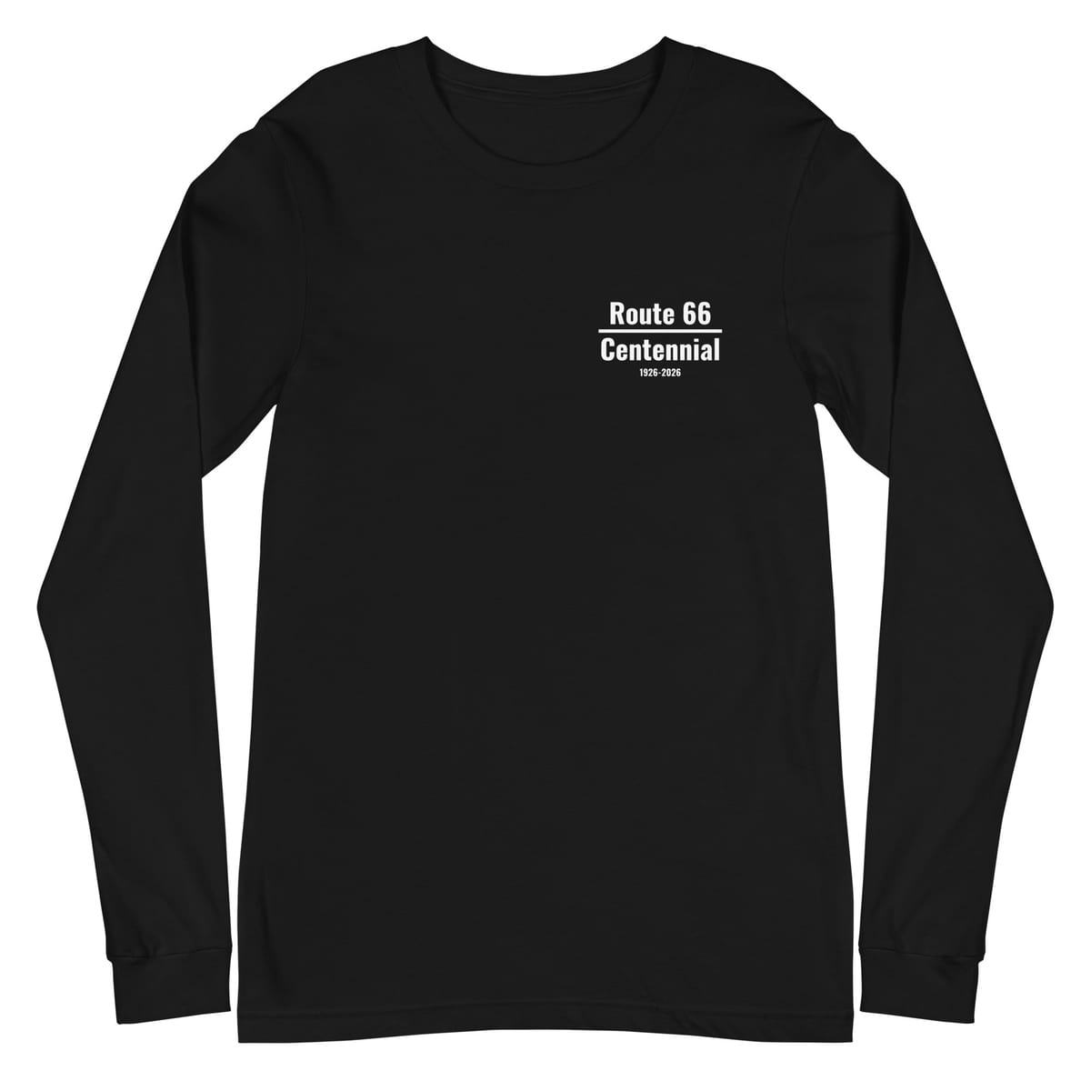 Roadtrip (Route 66 Centennial) - Long Sleeve Shirt — Black, flat front view
