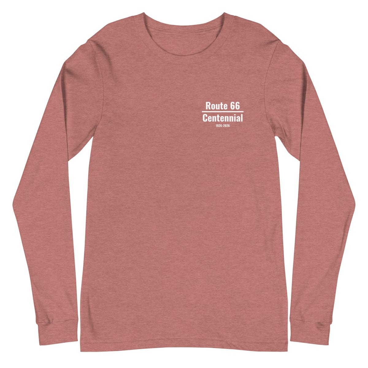 Roadtrip (Route 66 Centennial) - Long Sleeve Shirt — Heather Mauve, flat front view