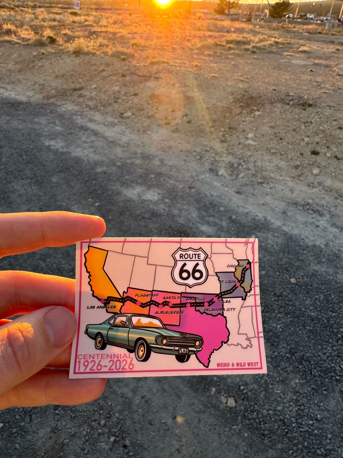 Roadtrip — original hand-drawn artwork on Roadtrip (Route 66 Centennial) - Sticker