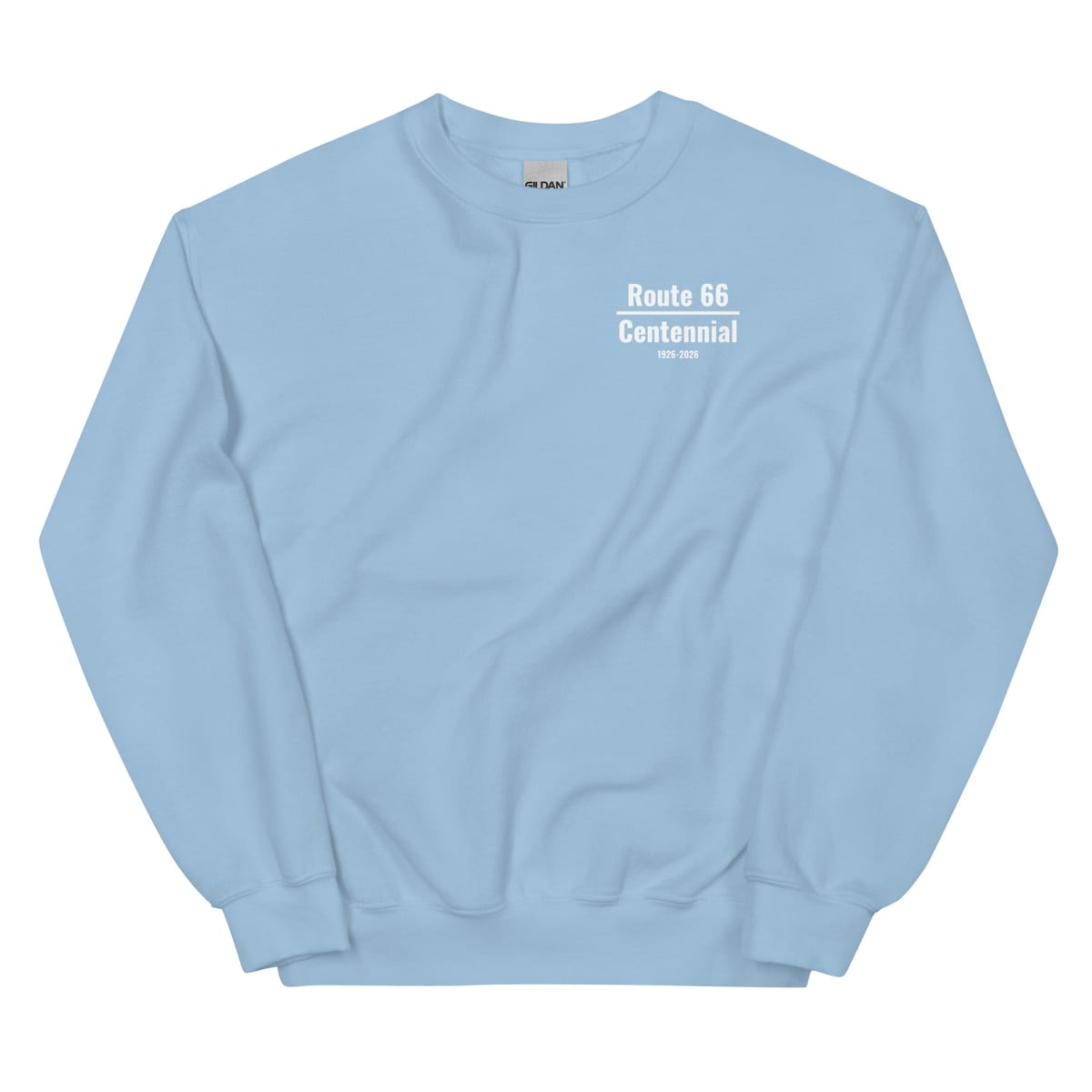 Roadtrip (Route 66 Centennial) - Sweatshirt — Light Blue, flat front view