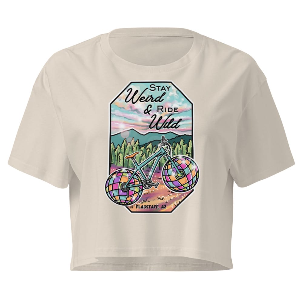 Stay Weird & Ride Wild - Crop Top — Bone, flat front view