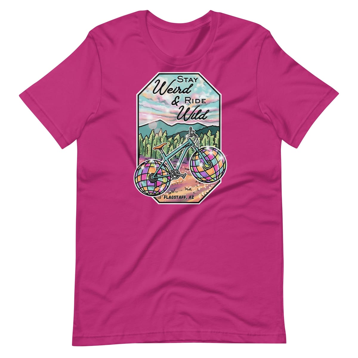 Stay Weird & Ride Wild - T Shirt — Berry, flat front view
