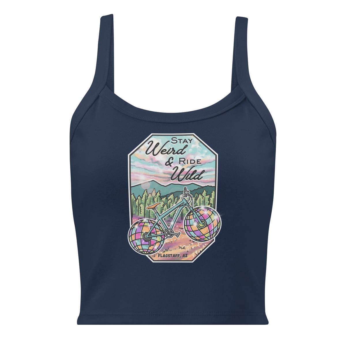 Stay Weird & Ride Wild - Tank Top — Solid Navy Blend, flat front view