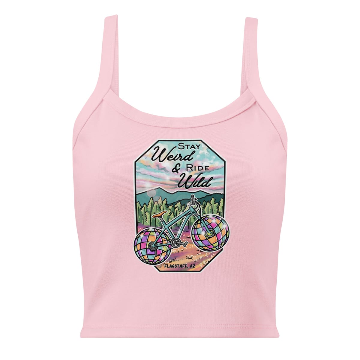 Stay Weird & Ride Wild - Tank Top — Solid Pink Blend, flat front view