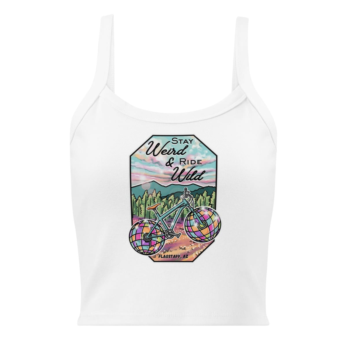 Stay Weird & Ride Wild - Tank Top — Solid White Blend, flat front view