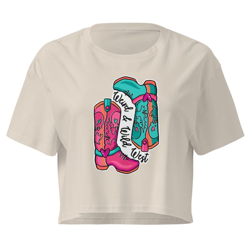 These Boots Are Made For Vibin' Crop Top — Bone, flat front view