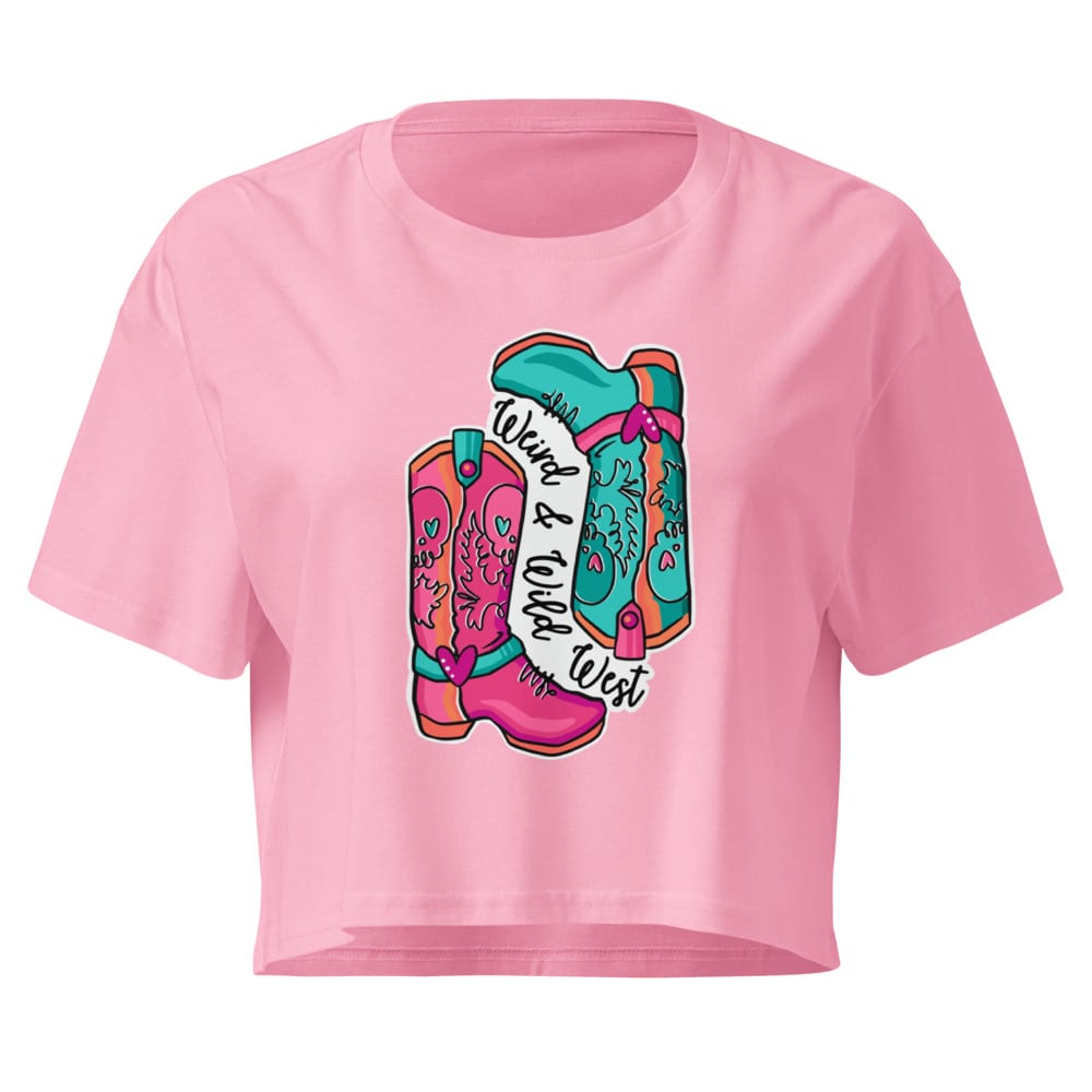 These Boots Are Made For Vibin' Crop Top — Bubblegum, flat front view