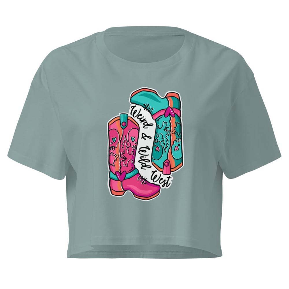 These Boots Are Made For Vibin' Crop Top — Mineral, flat front view