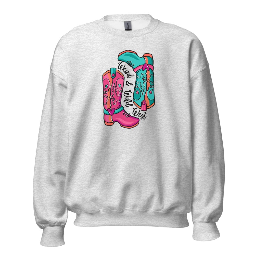 These Boots Are Made For Vibin' Sweatshirt — Ash, flat front view