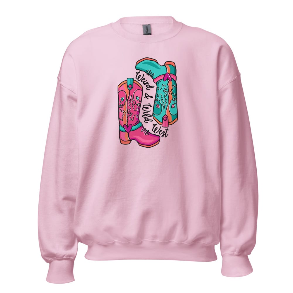 These Boots Are Made For Vibin' Sweatshirt — Light Pink, flat front view