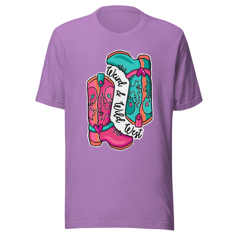 These Boots Are Made For Vibin' T shirt — Heather Team Purple, flat front view