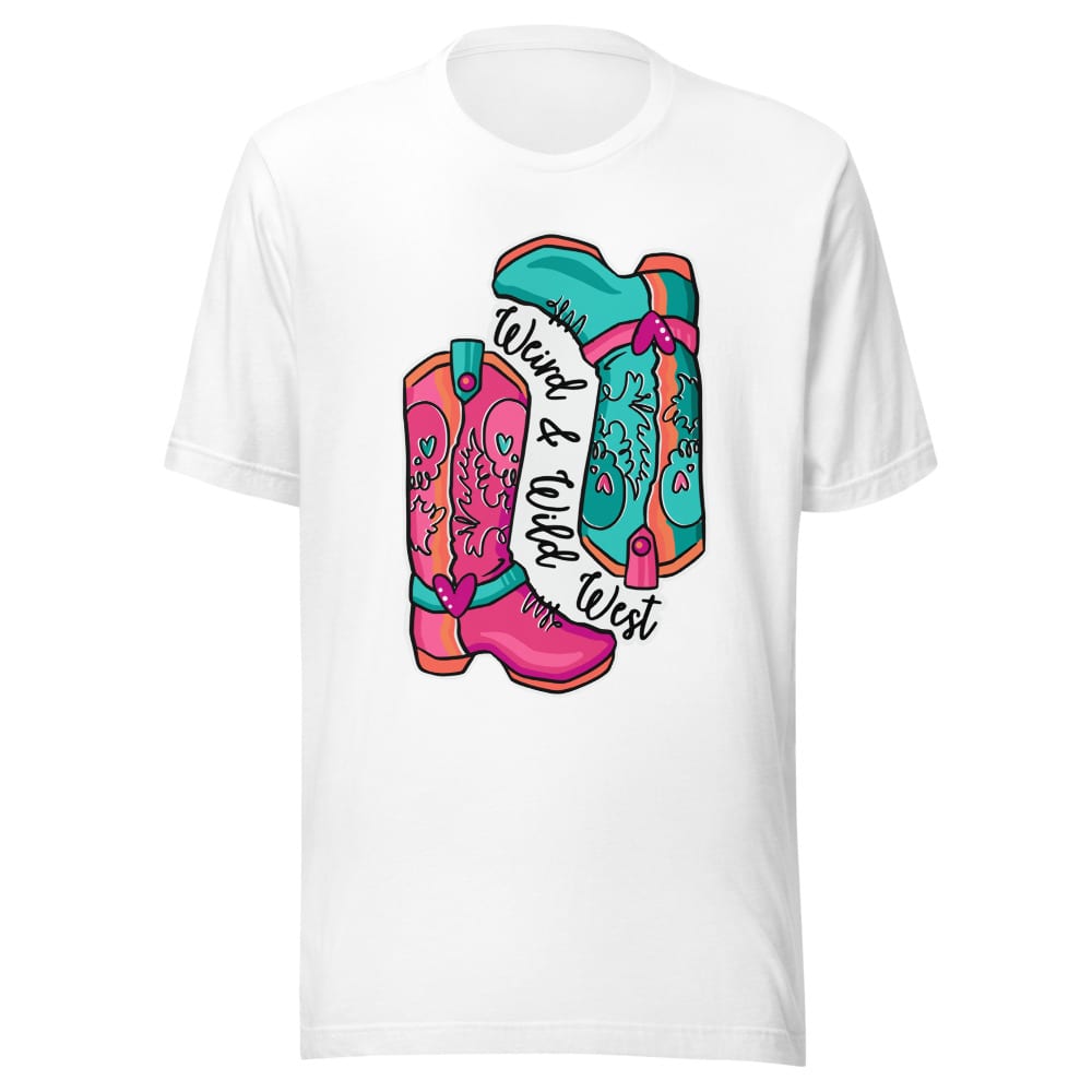 These Boots Are Made For Vibin' T shirt — White, flat front view