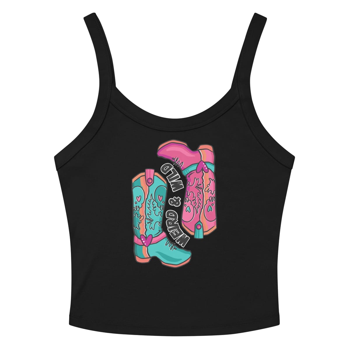 These Boots Are Made For Vibin' Tank Top — Solid Black Blend, flat front view