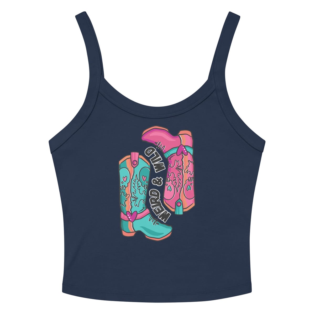 These Boots Are Made For Vibin' Tank Top — Solid Navy Blend, flat front view