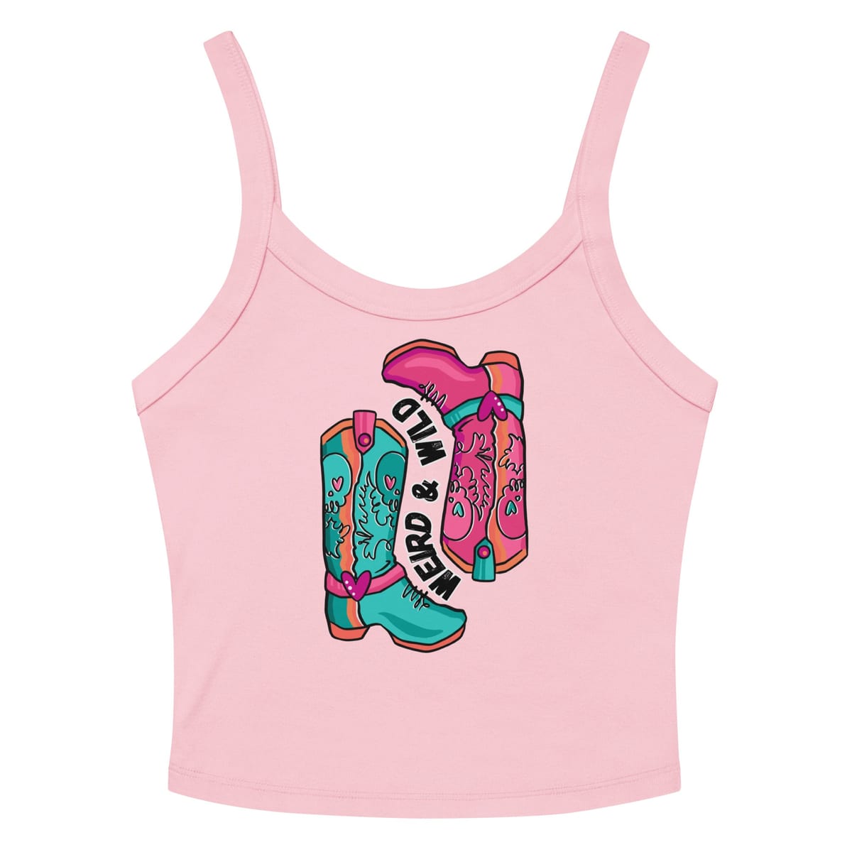 These Boots Are Made For Vibin' Tank Top — Solid Pink Blend, flat front view