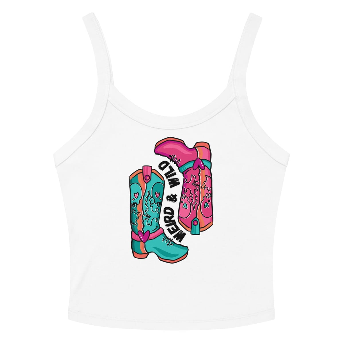 These Boots Are Made For Vibin' Tank Top — Solid White Blend, flat front view
