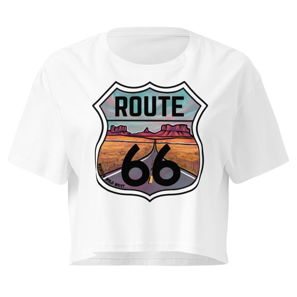 Through the Desert - Crop Top — White, flat front view