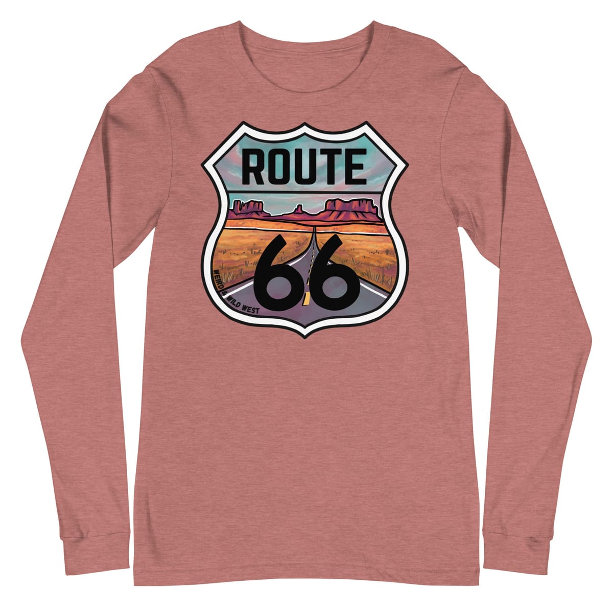 Through the Desert - Long Sleeve Shirt — Heather Mauve, flat front view