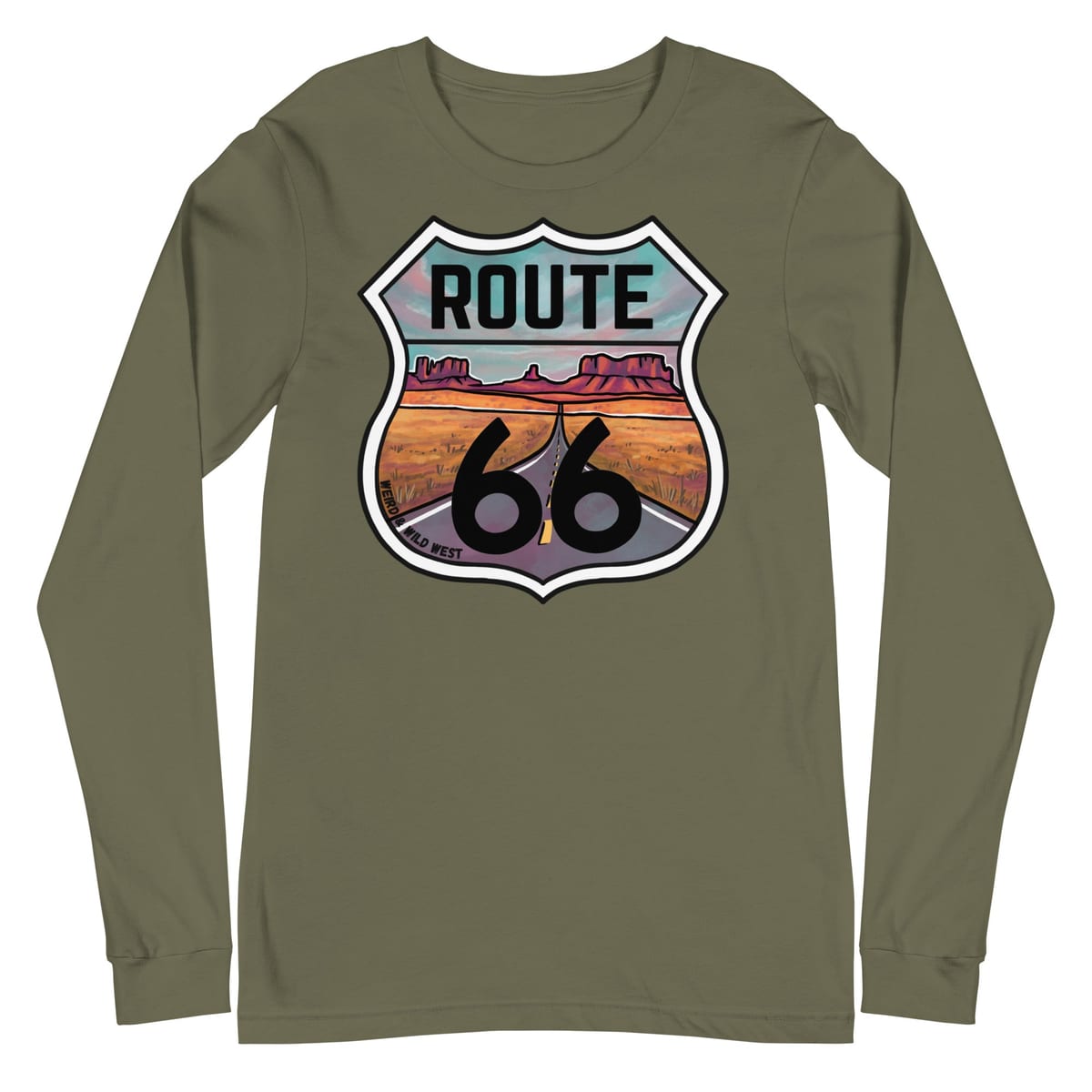 Through the Desert - Long Sleeve Shirt — Military Green, flat front view