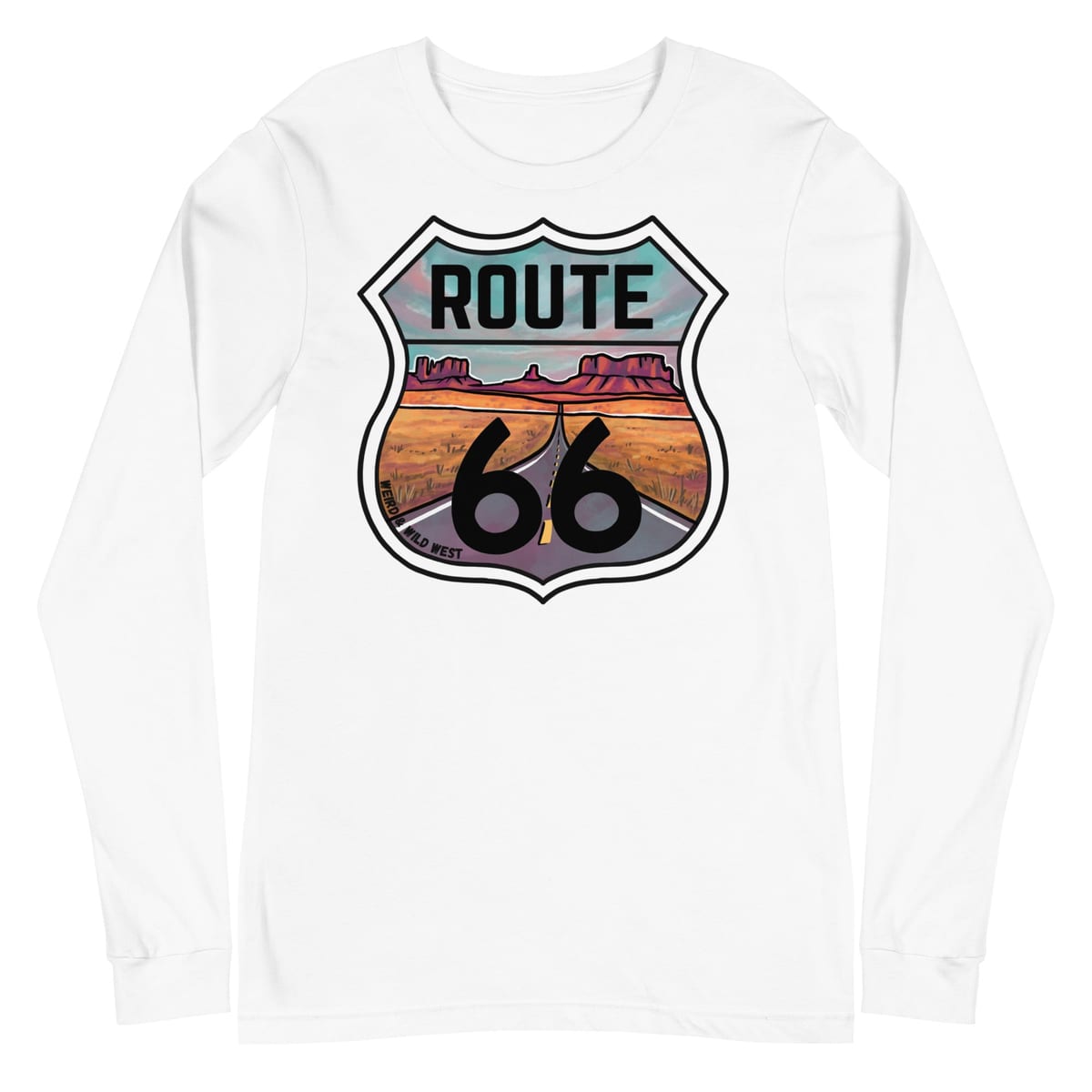 Through the Desert - Long Sleeve Shirt — White, flat front view