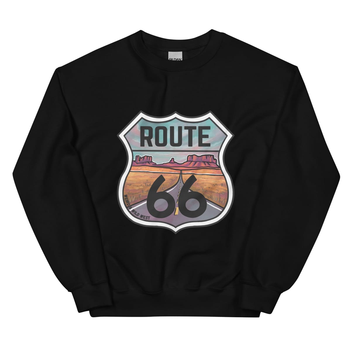 Through the Desert - Sweatshirt — Black, flat front view
