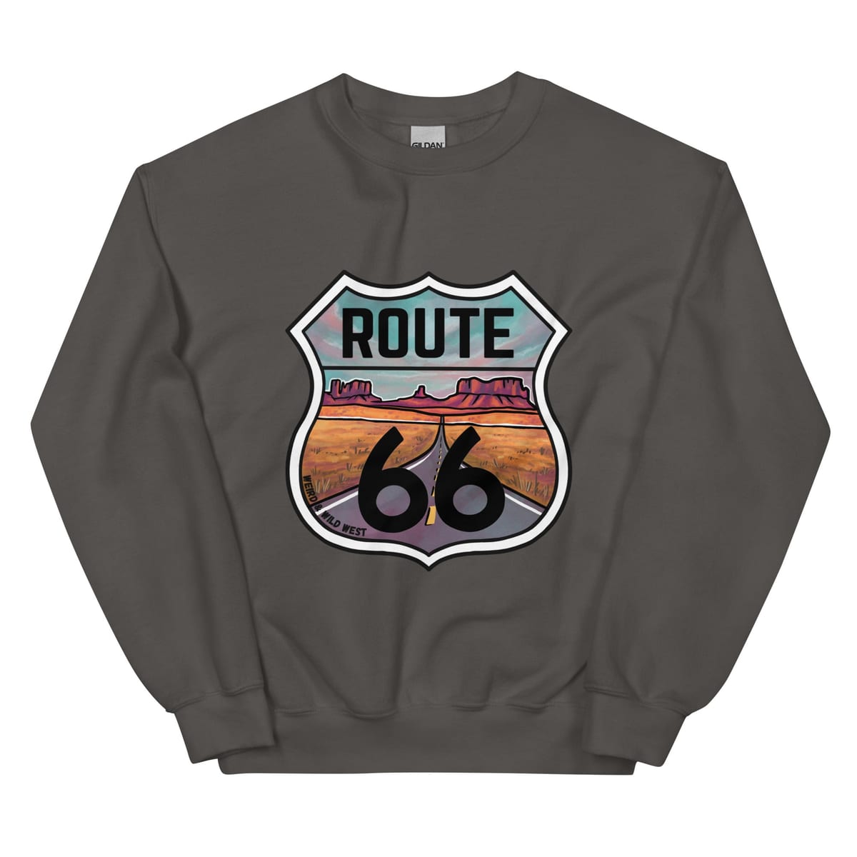 Through the Desert - Sweatshirt — Charcoal, flat front view