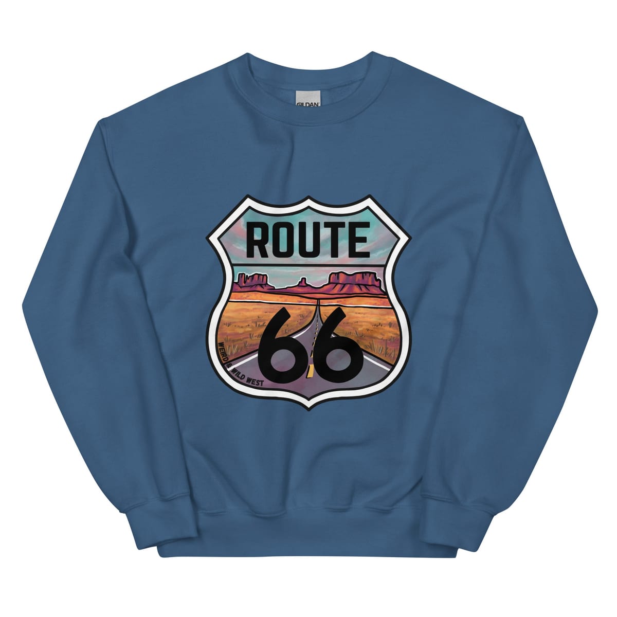 Through the Desert - Sweatshirt — Indigo Blue, flat front view