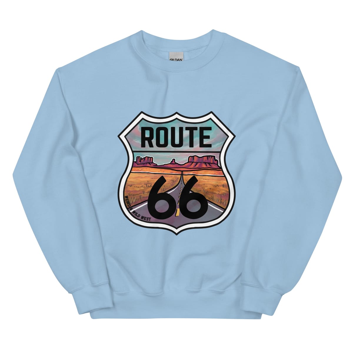 Through the Desert - Sweatshirt — Light Blue, flat front view