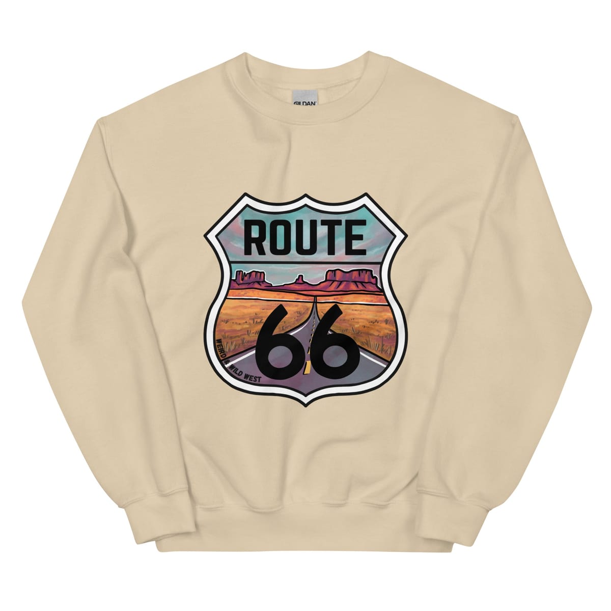 Through the Desert - Sweatshirt — Sand, flat front view