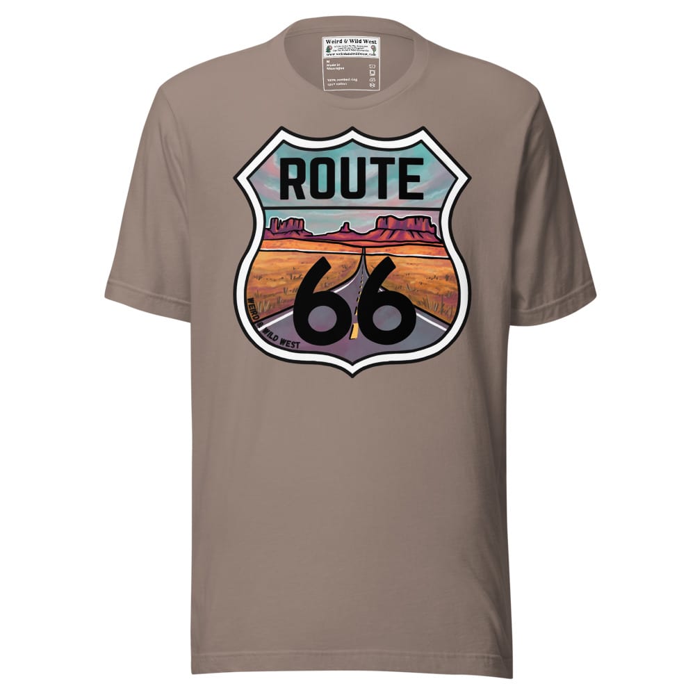 Through the Desert - T Shirt — Pebble, flat front view