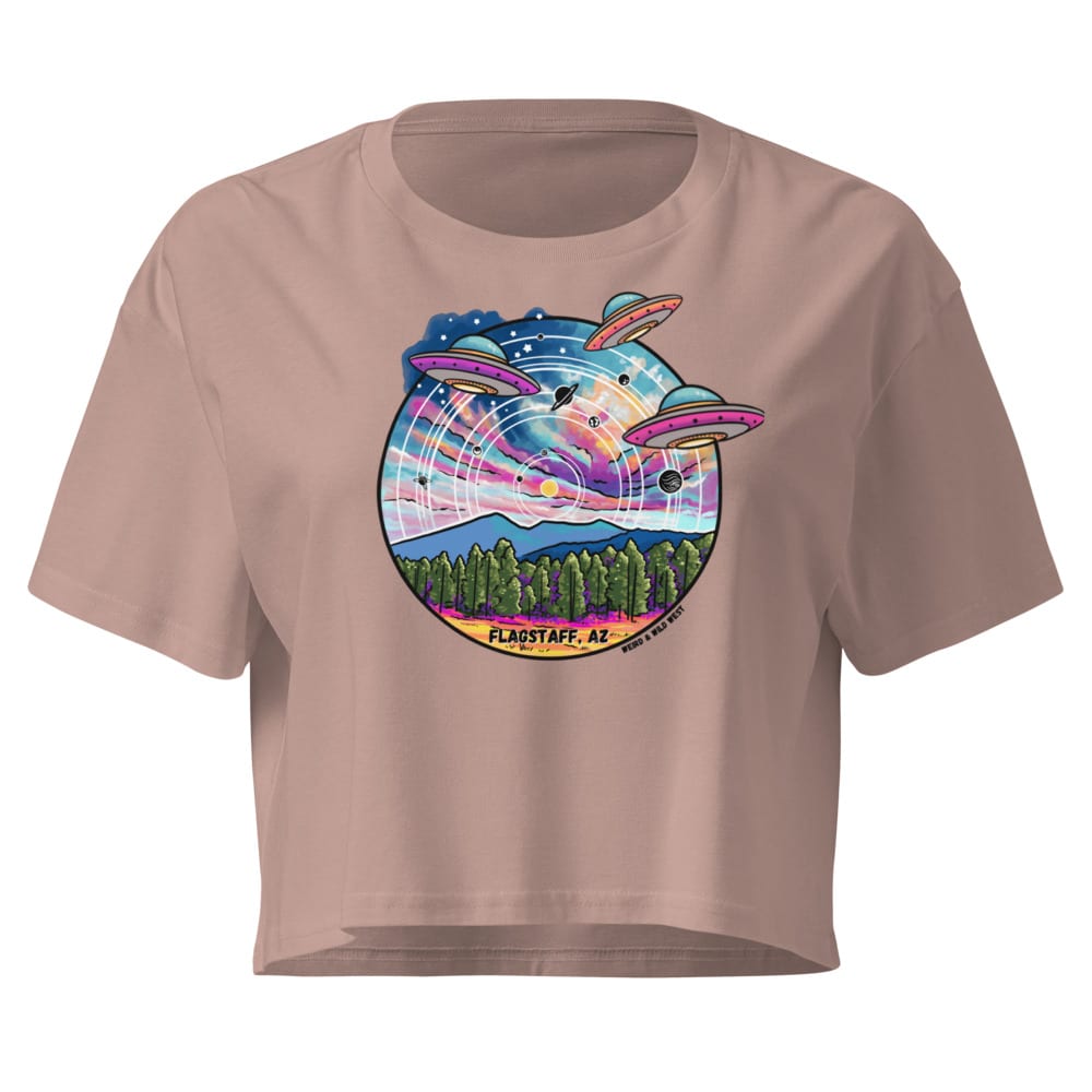 Tourist Season, Right? Crop Top — Hazy Pink, flat front view