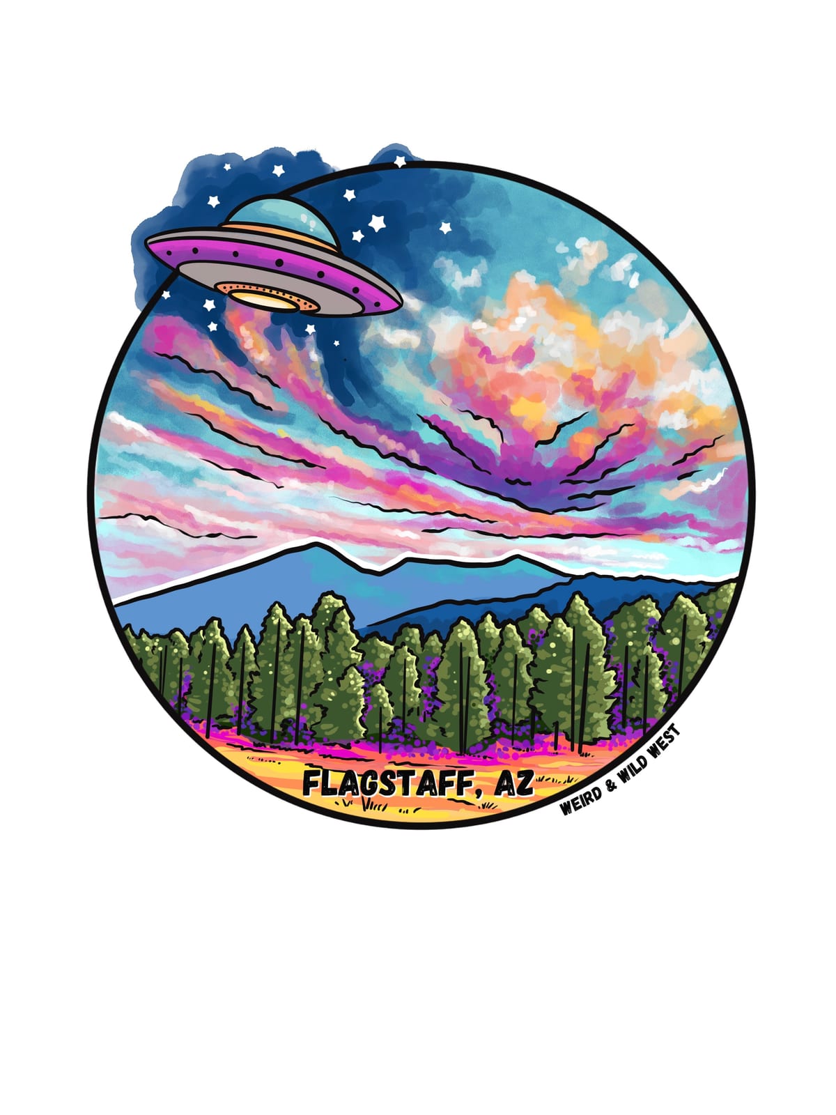 Tourist Season, Right? — original hand-drawn artwork on "Tourist Season Right?" Sticker